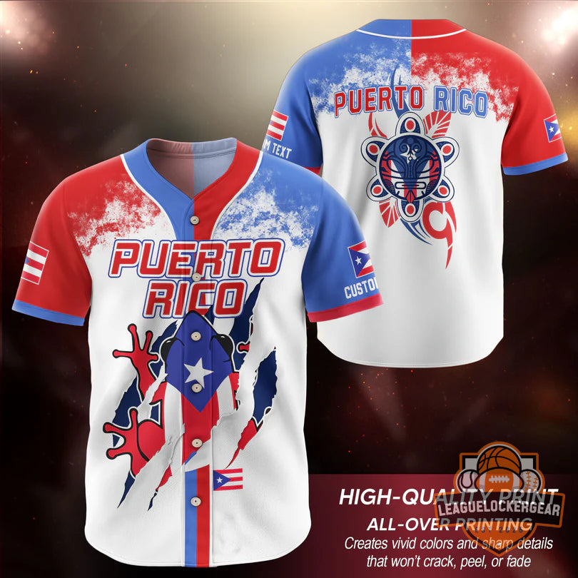Puerto Rico Coqui Frog Taino Turtle Baseball Jersey