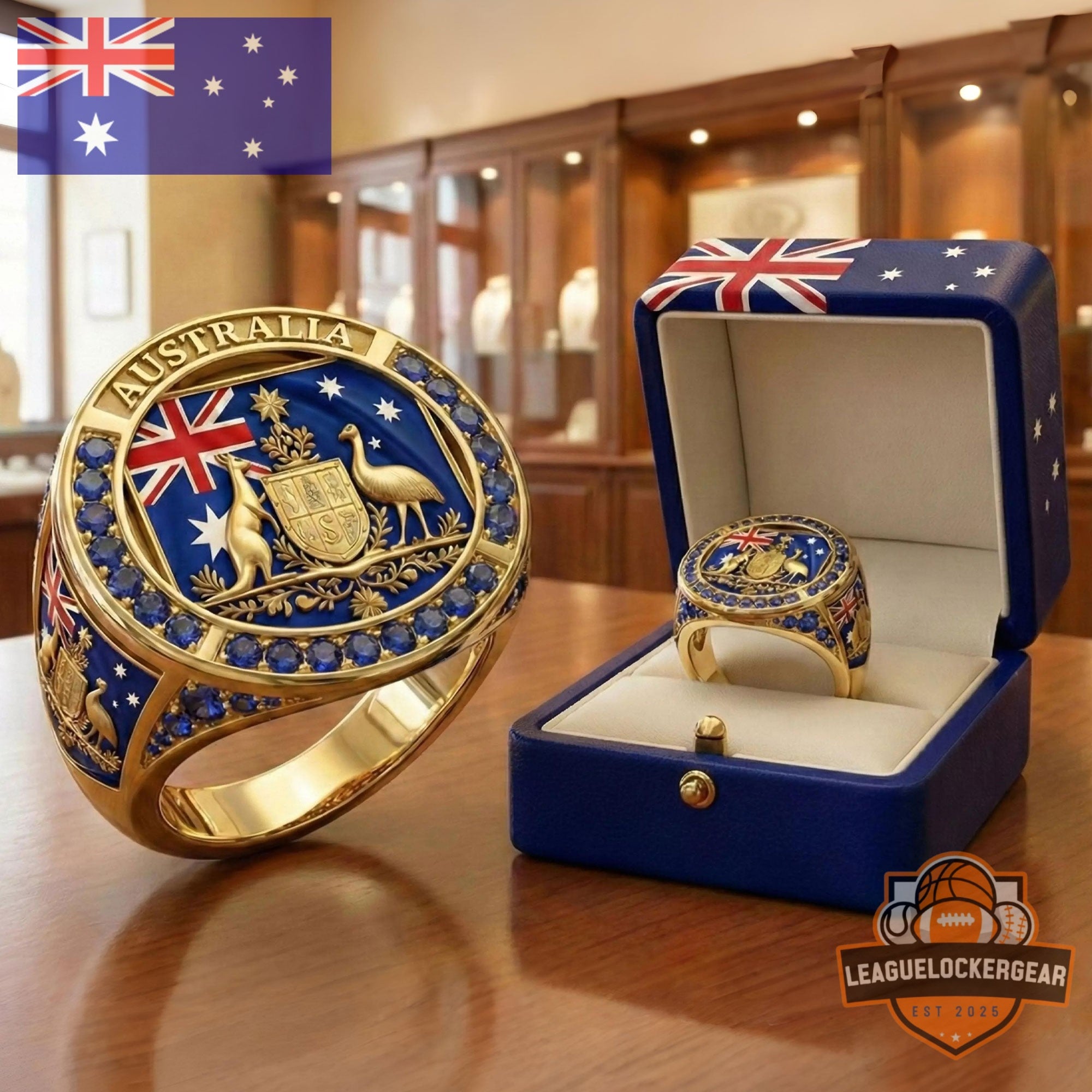 Australia Coat Of Arms Flag Championship Ring