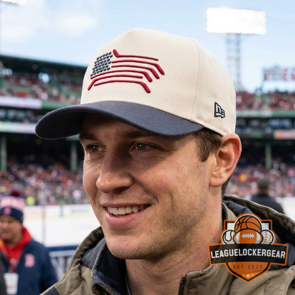 American Flag Hockey Sticks Pucks Baseball Cap