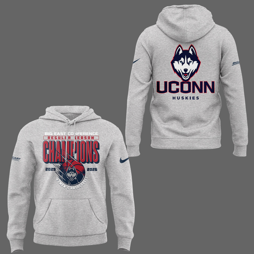 UConn Huskies Women’s Basketball Big East Conference Regular Season Champions 2025-26 Hoodie
