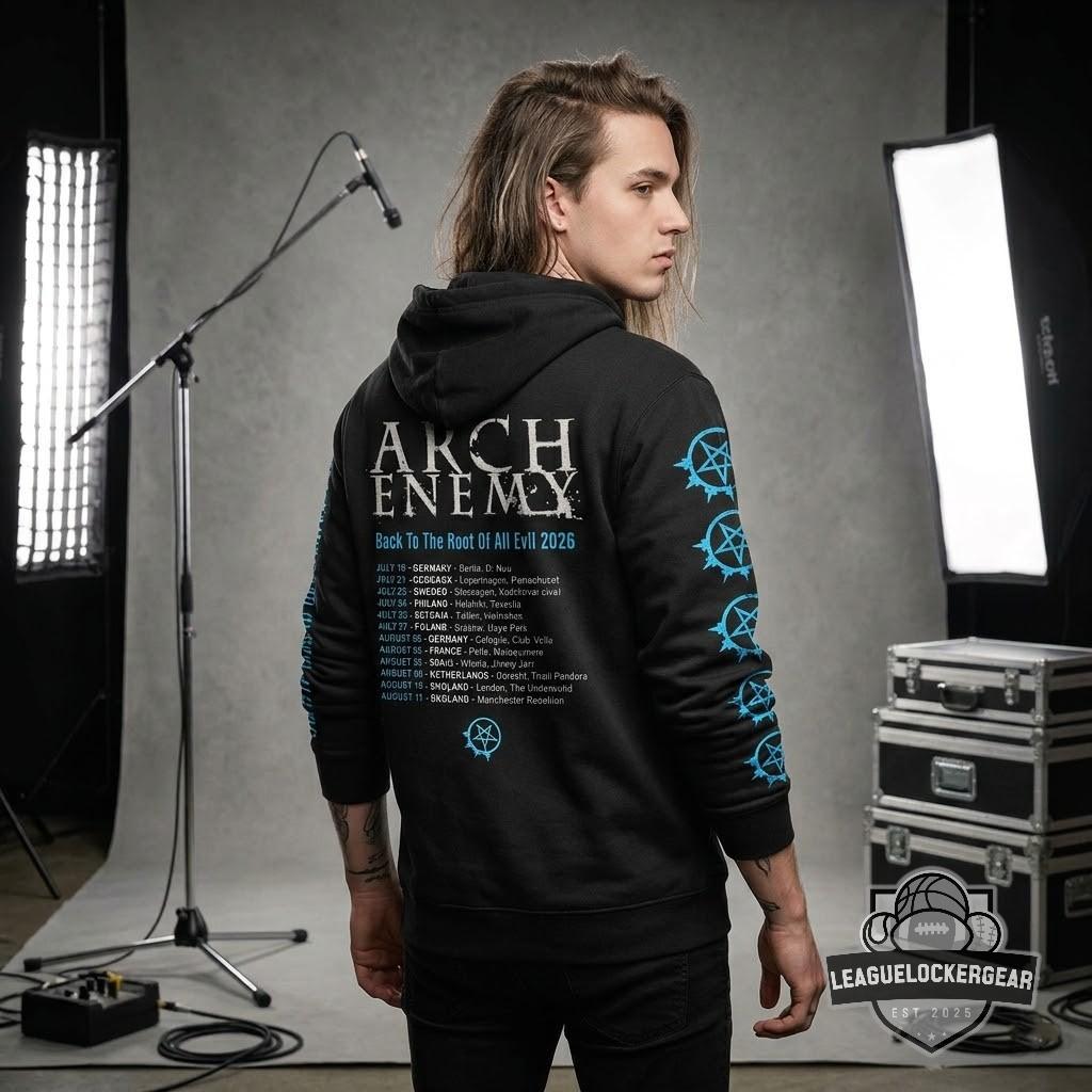 Arch Enemy Back To The Root Of All Evil 2026 Tour 3D Zip-Up Hoodie