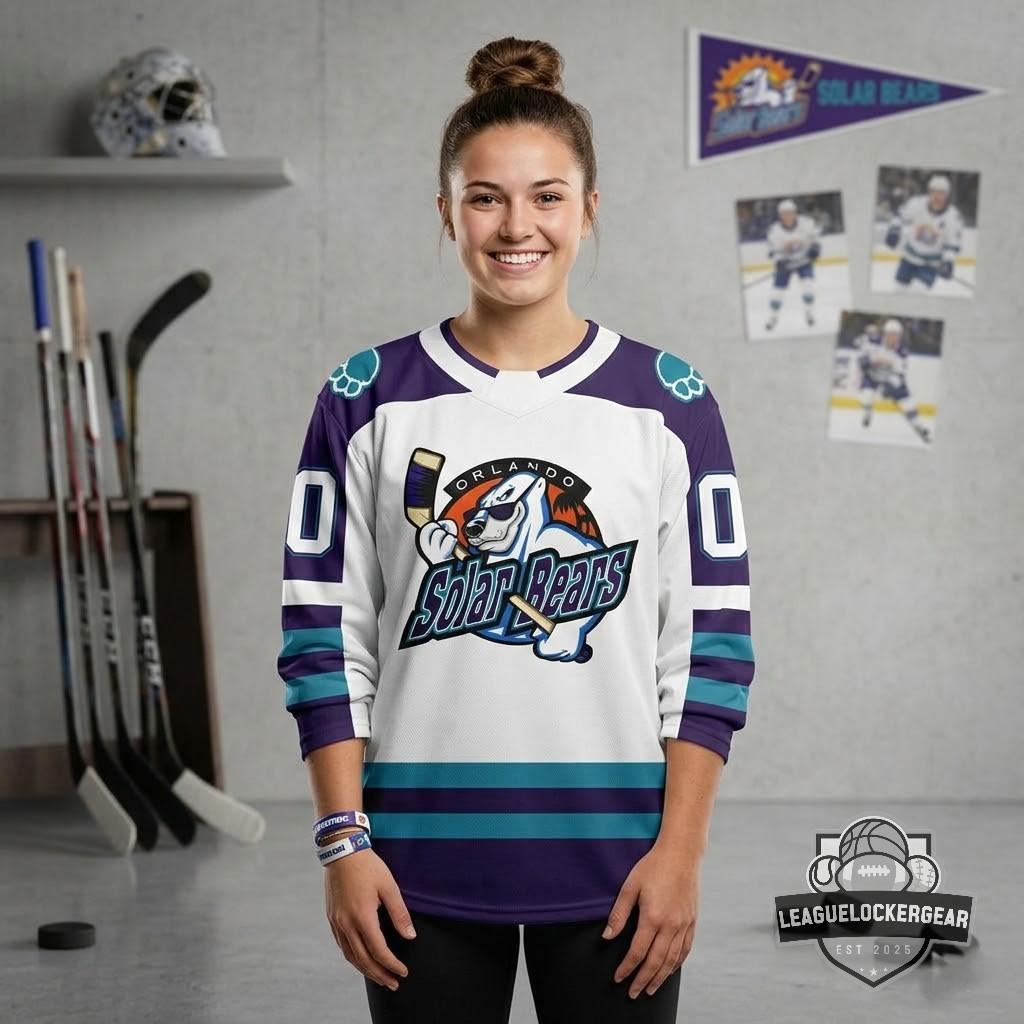 Orlando Solar Bears Personalized 2026 Throwback V-shaped Hockey Jersey