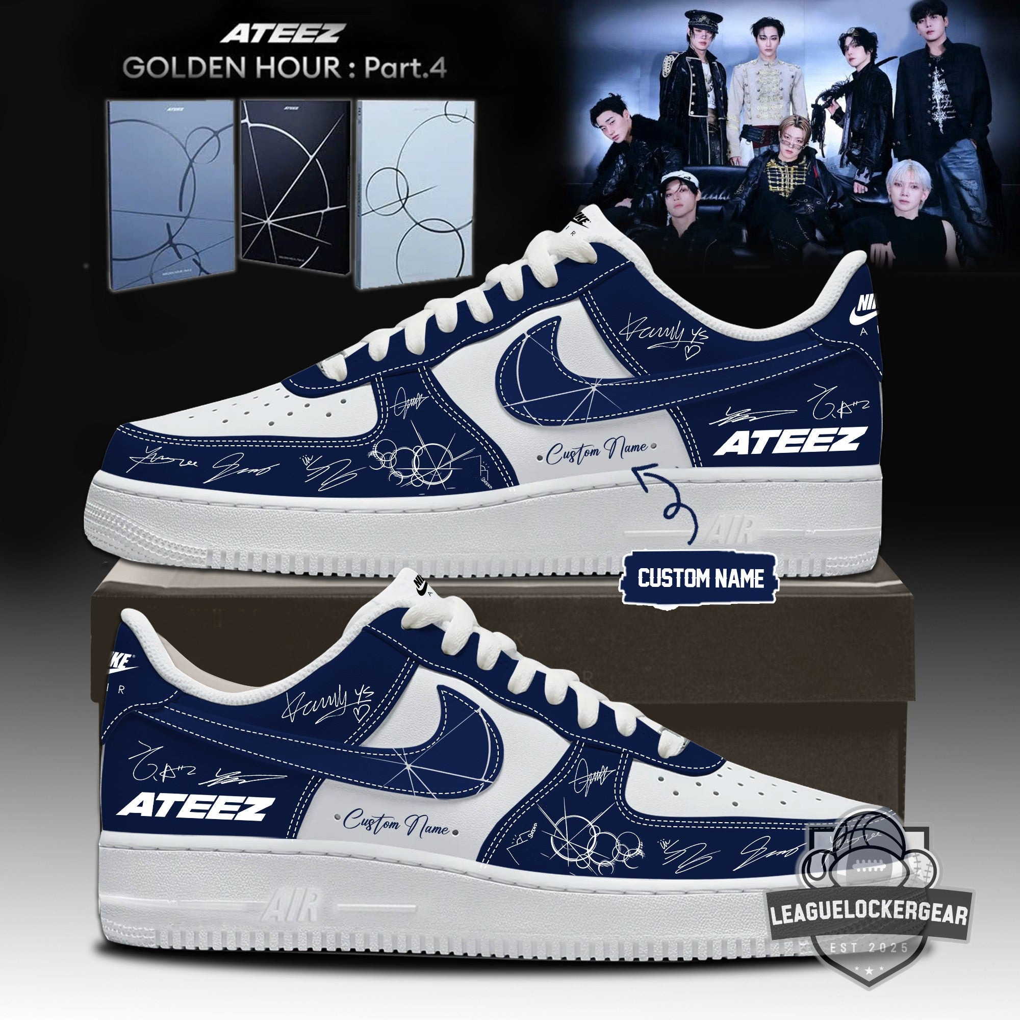 ATEEZ GOLDEN HOUR Part.4 Signatures Custom Air Force 1 Shoes