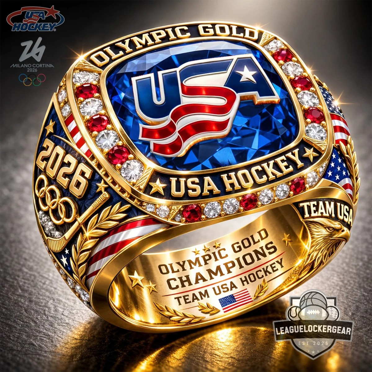 USA Hockey 2026 Milano Cortina Olympic Gold Champions Ring