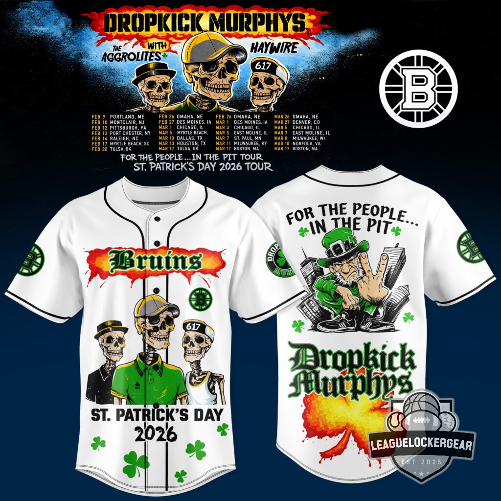 Dropkick Murphys Boston Bruins St. Patrick’s Day 2026 Tour Baseball Jersey