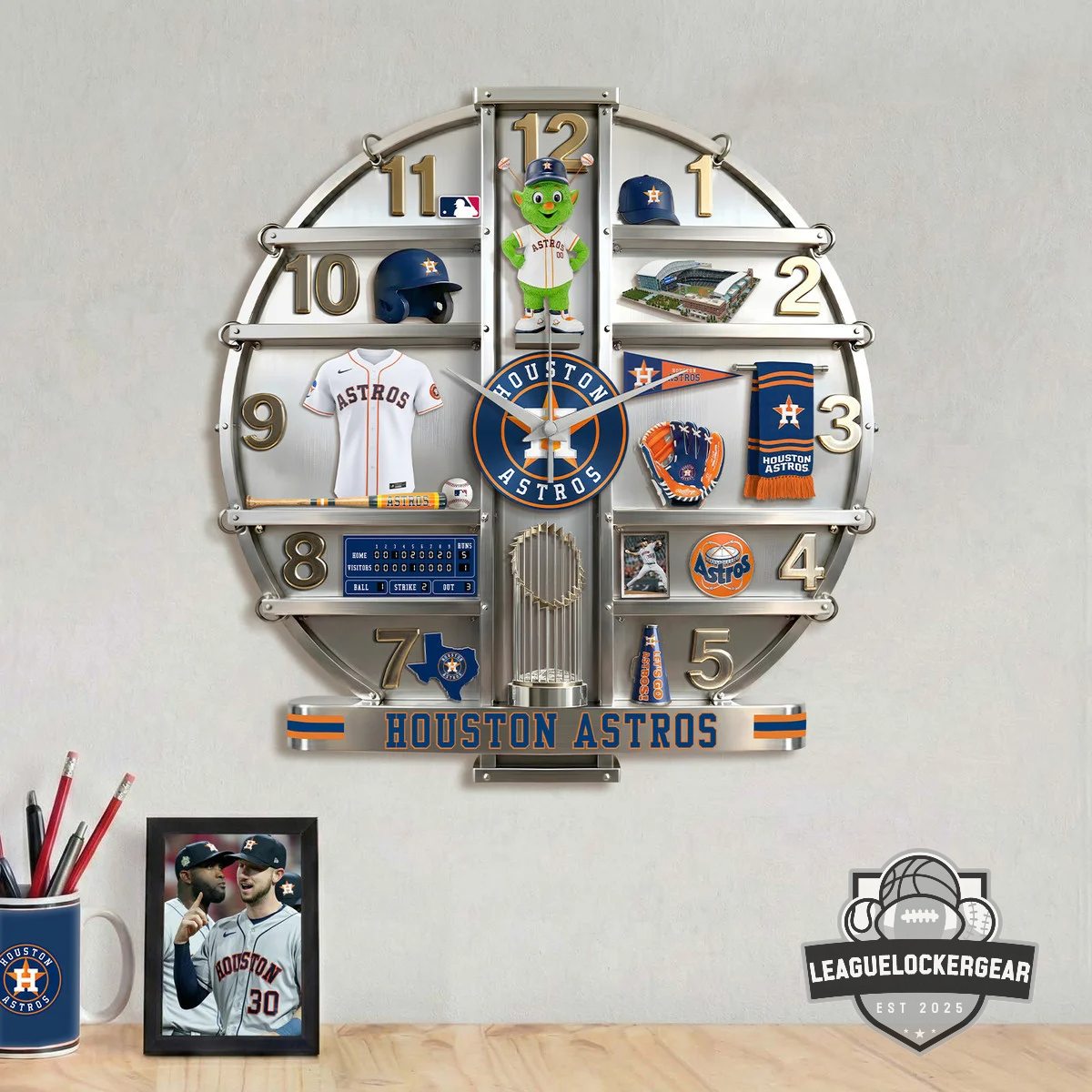 Houston Astros 3D Visual Effect Acrylic Wall Clock