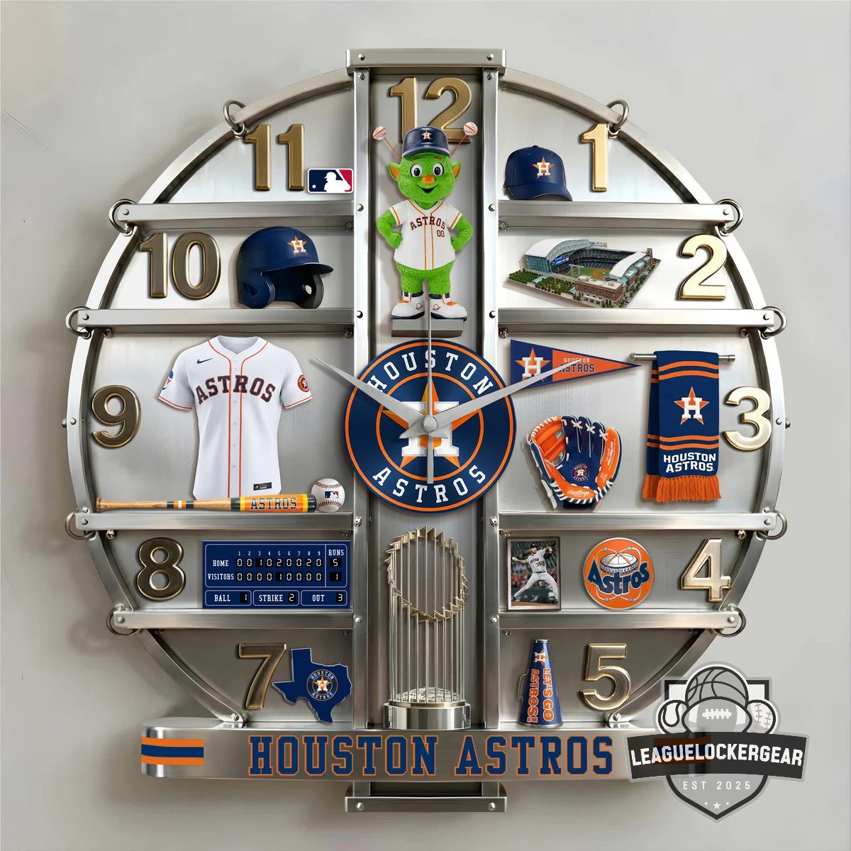 Houston Astros 3D Visual Effect Acrylic Wall Clock