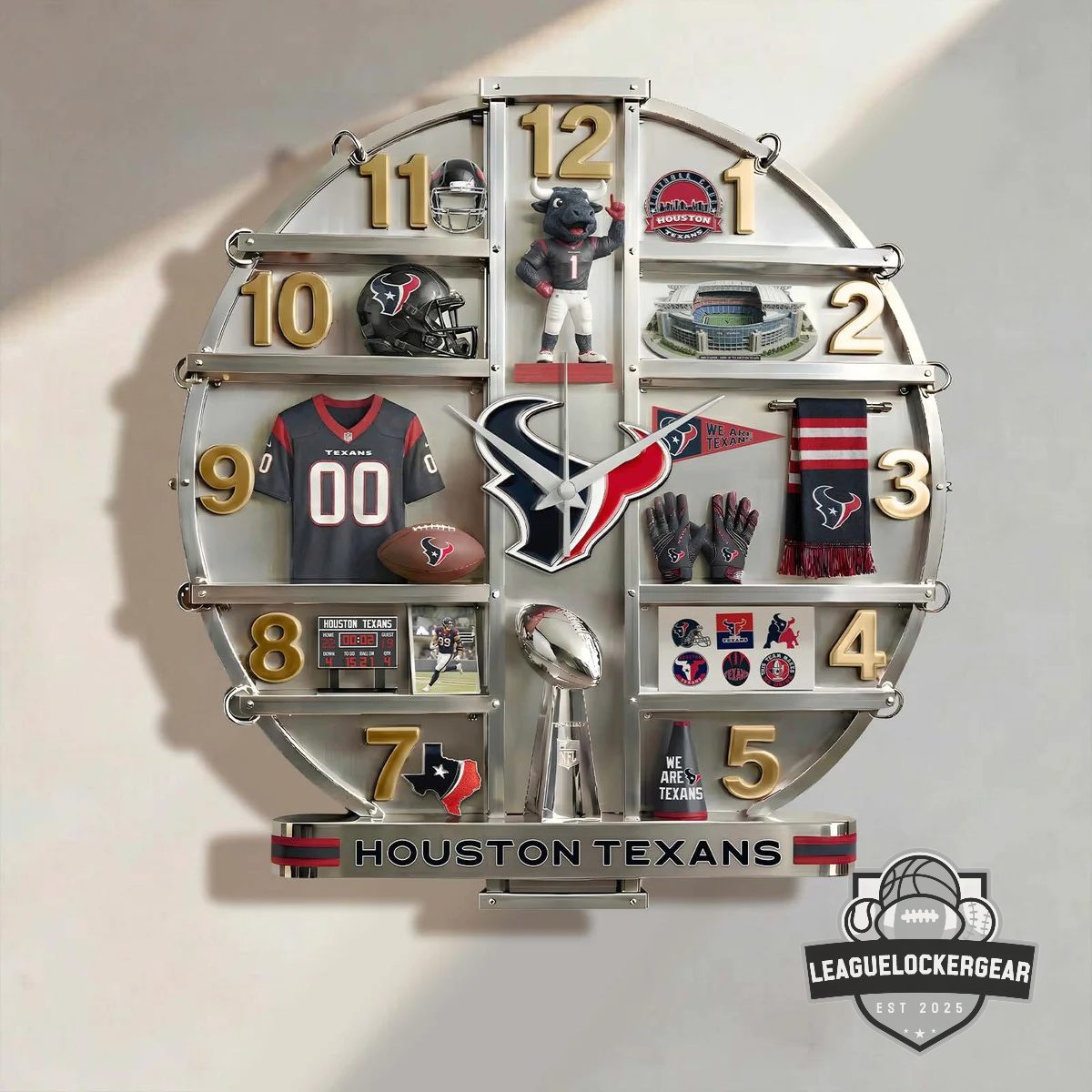 Houston Texans Decorative 3D Visual Effect Acrylic Wall Clock