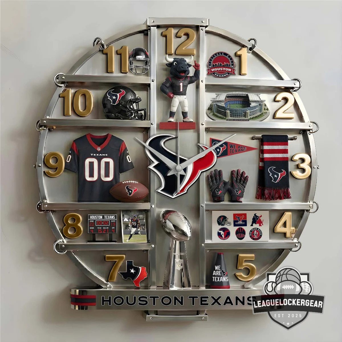 Houston Texans Decorative 3D Visual Effect Acrylic Wall Clock