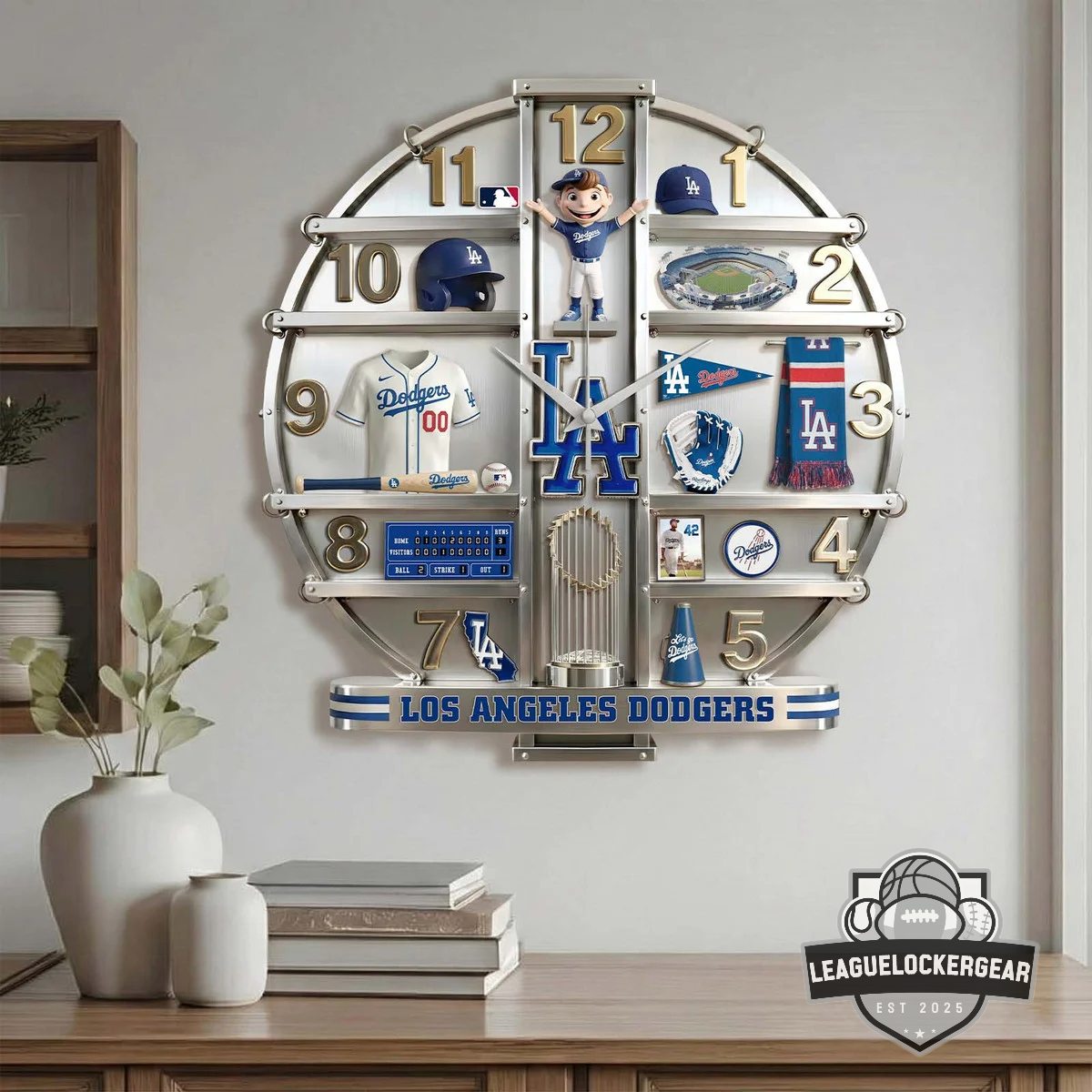 Los Angeles Dodgers 3D Visual Effect Acrylic Wall Clock