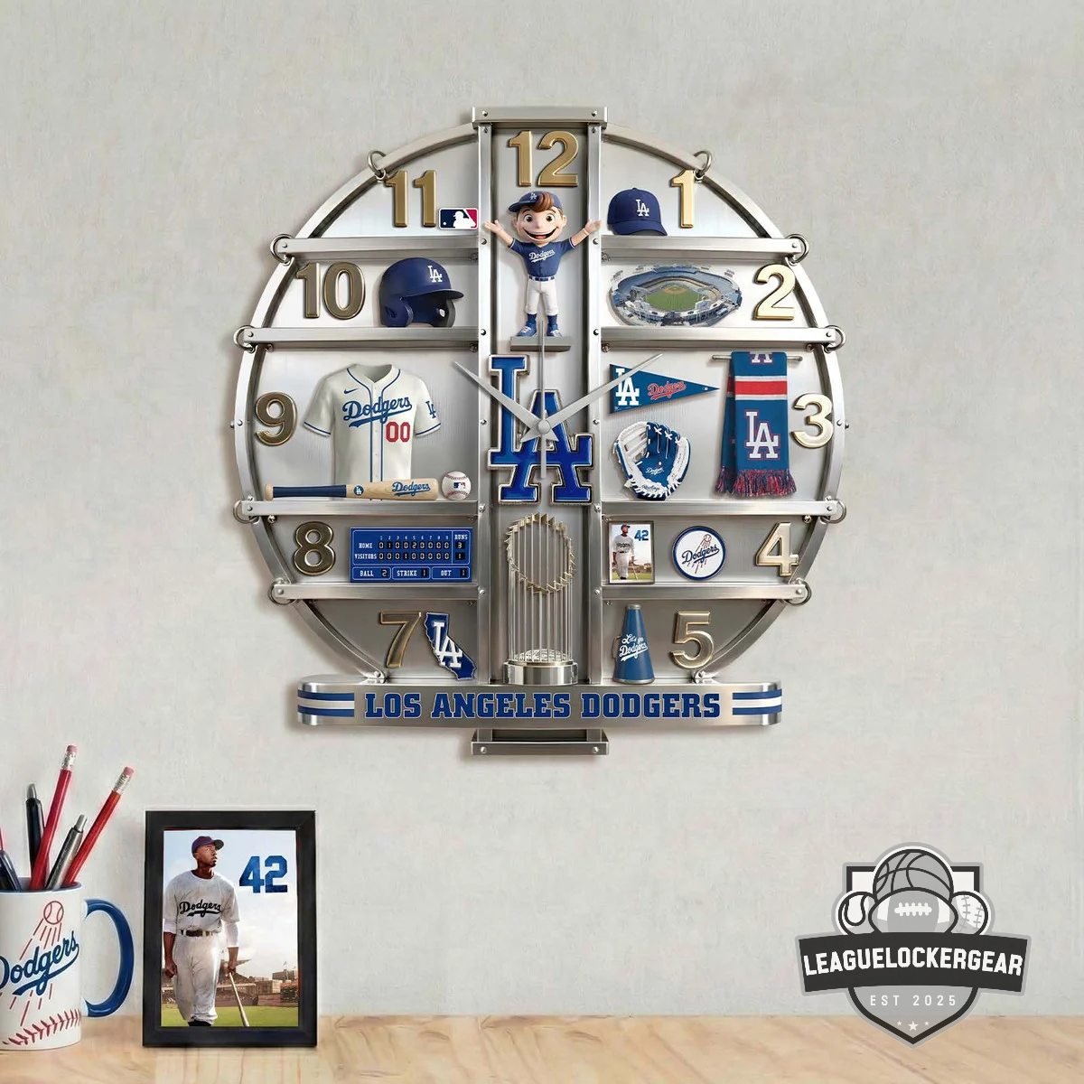 Los Angeles Dodgers 3D Visual Effect Acrylic Wall Clock