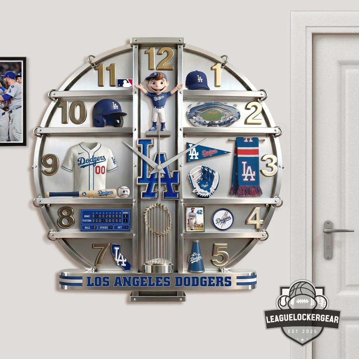 Los Angeles Dodgers 3D Visual Effect Acrylic Wall Clock