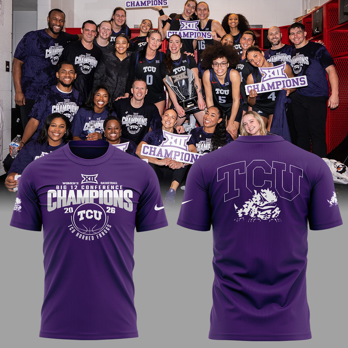 TCU Horned Frogs Women’s Basketball Big 12 Conference Champions 2026 T-Shirt