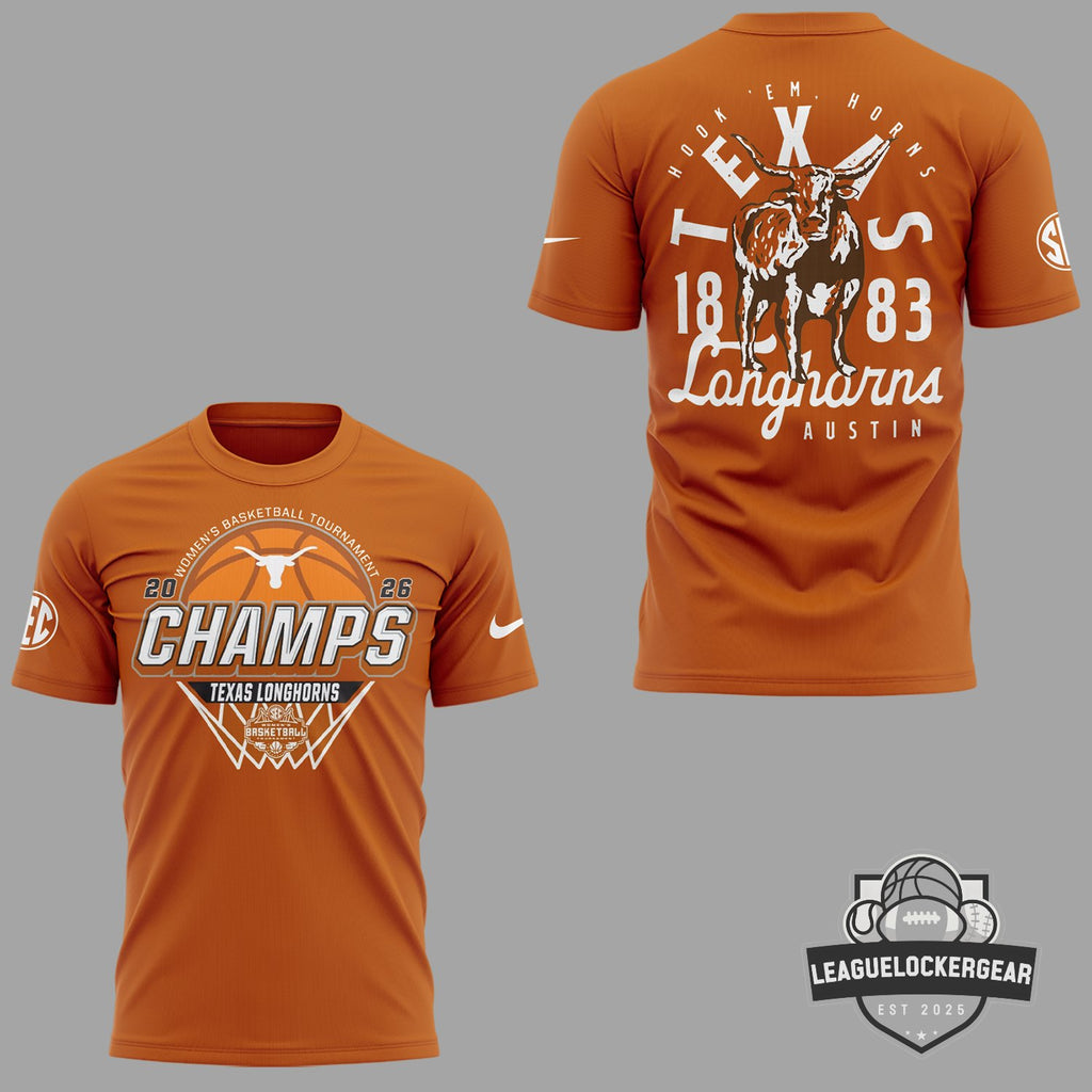 Texas Longhorns 2026 Women’s Basketball Tournament Champs T-Shirt