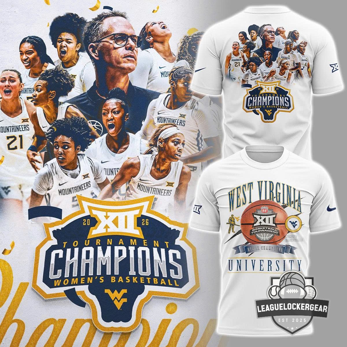 West Virginia Mountaineers 2026 Big 12 Tournament Champions T-Shirt