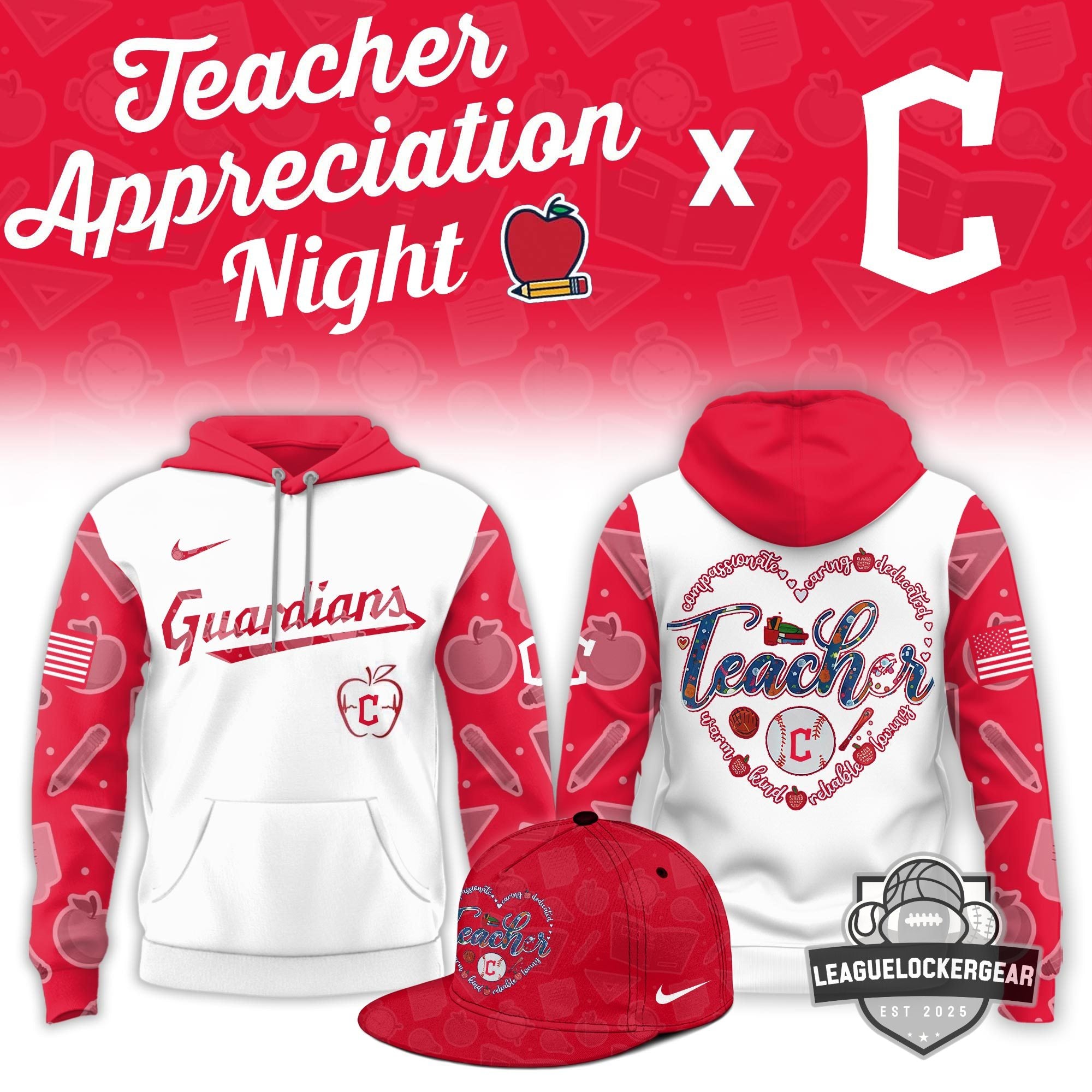 Cleveland Guardians Teacher Appreciation Night Hoodie And Cap