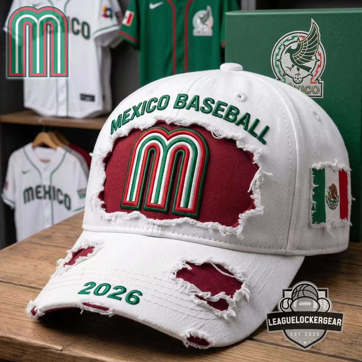 Mexico Baseball 2026 Distressed Baseball Cap