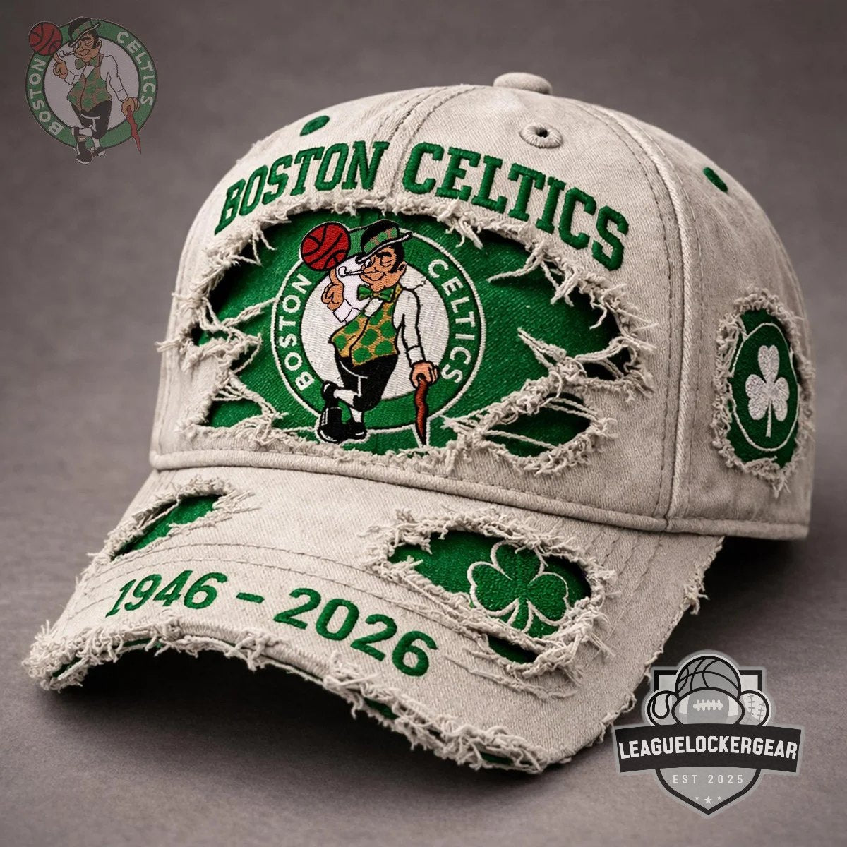 Boston Celtics 80th Anniversary 1946-2026 Distressed Hat