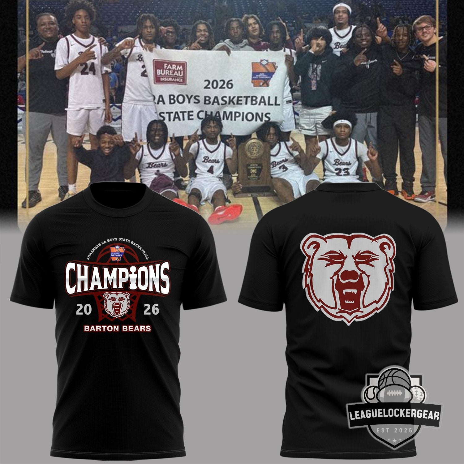 Barton Bears Arkansas 2A Boys Basketball State Champions 2026 T-Shirt