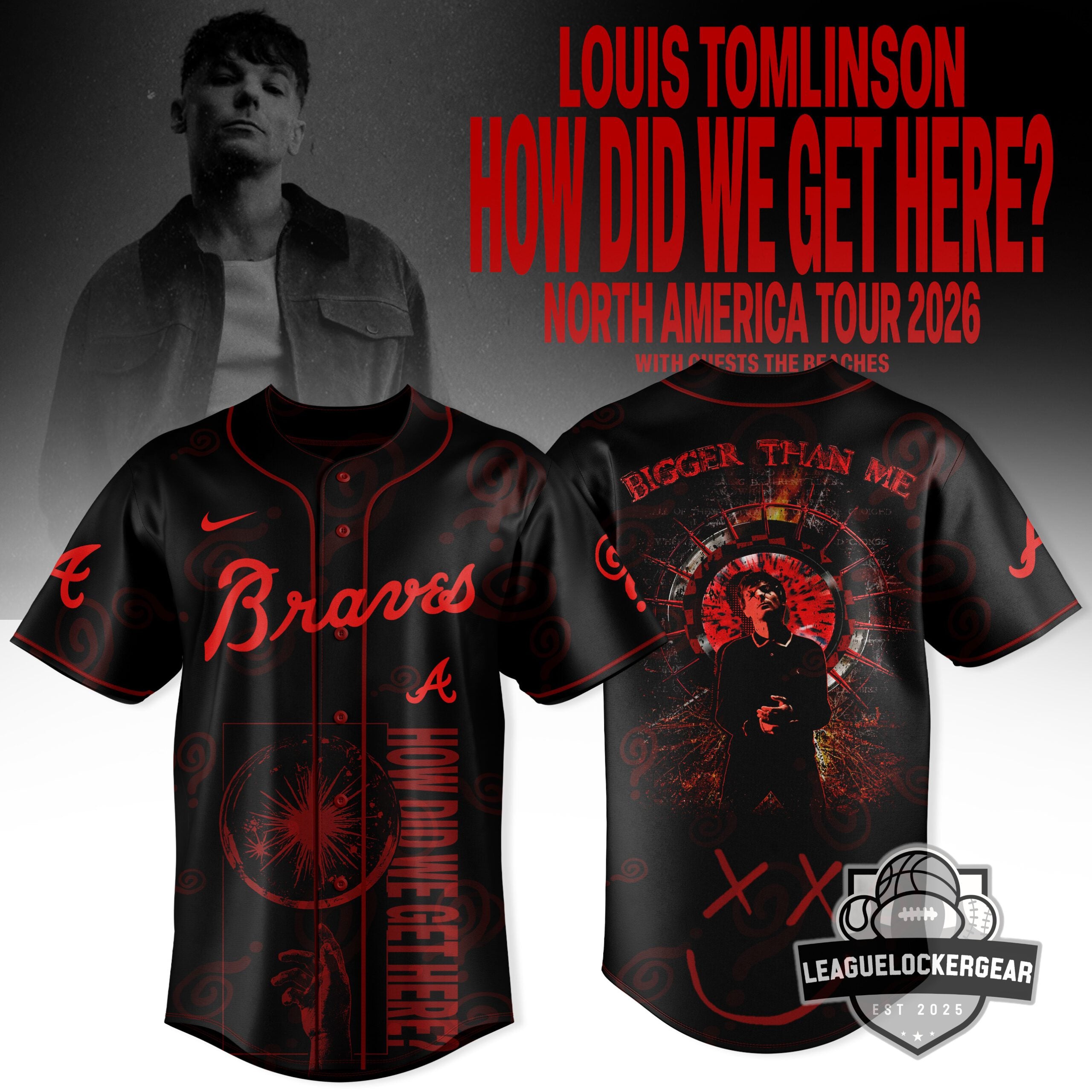 Louis Tomlinson How Did We Get Here Tour 2026 Atlanta Braves Baseball Jersey