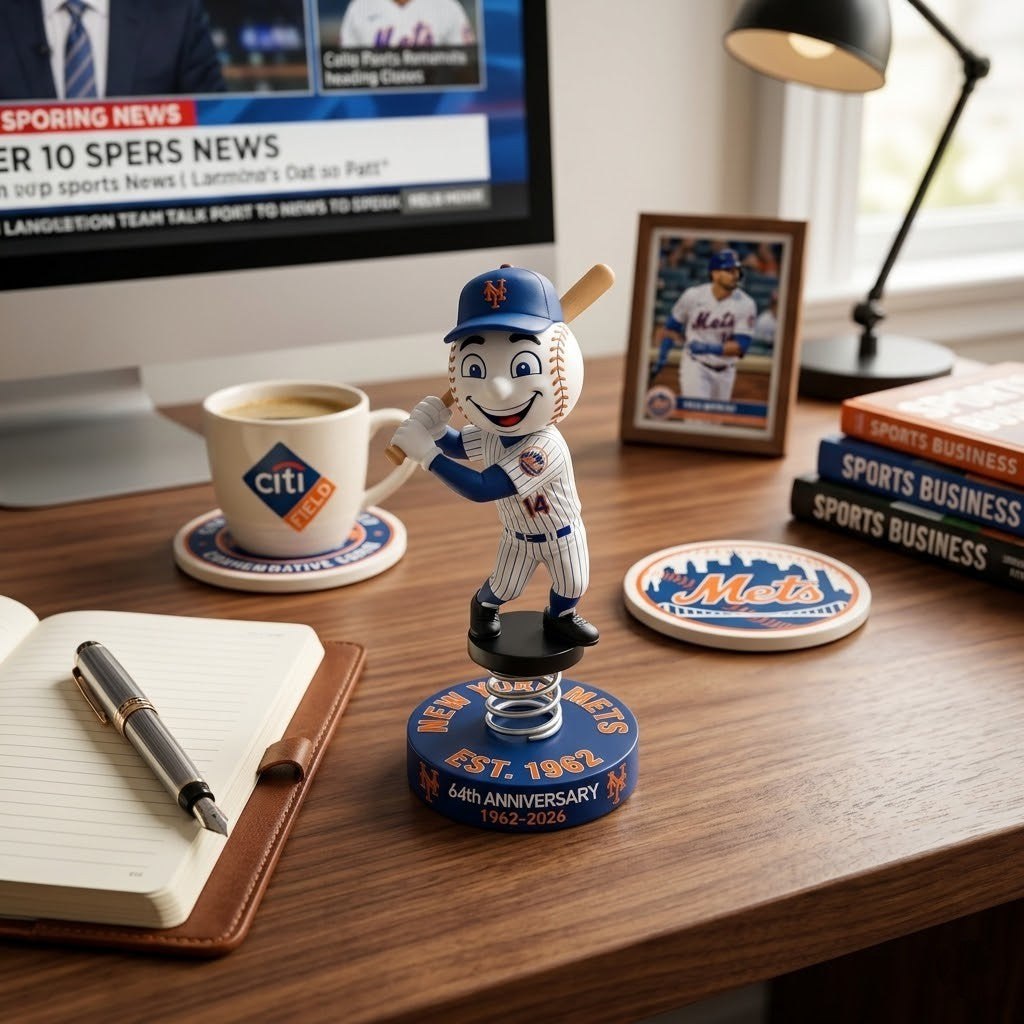 New York Mets 64th Anniversary 1962-2026 Car Dashboard Bobblehead