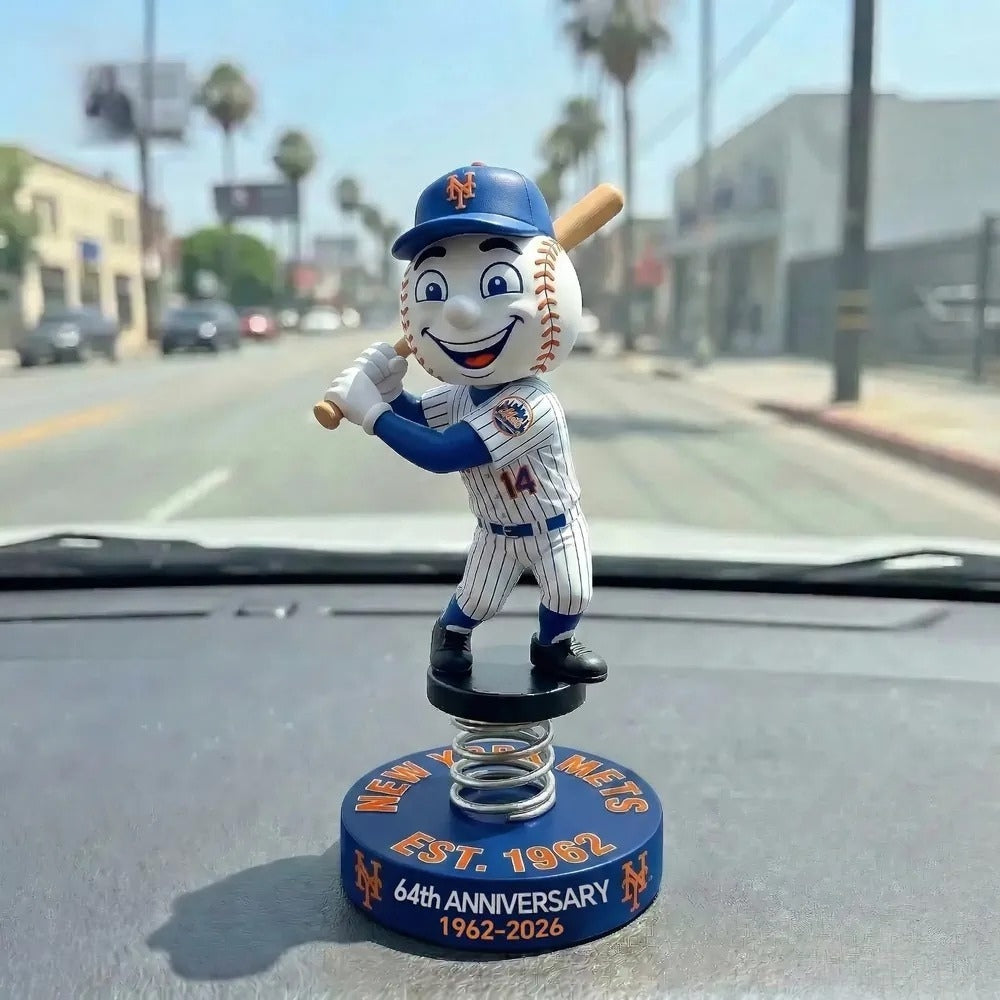 New York Mets 64th Anniversary 1962-2026 Car Dashboard Bobblehead