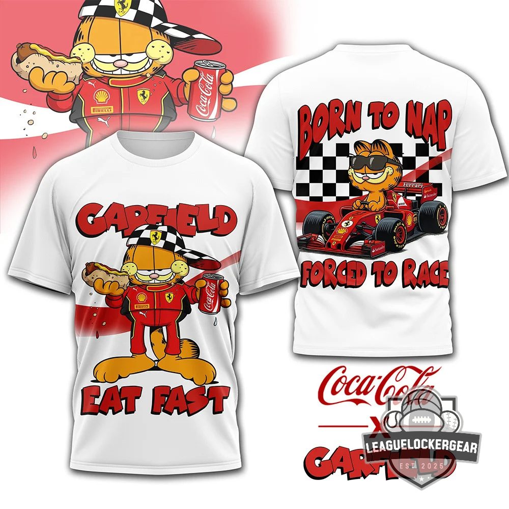 Garfield Ferrari F1 Born To Nap Forced To Race T-Shirt
