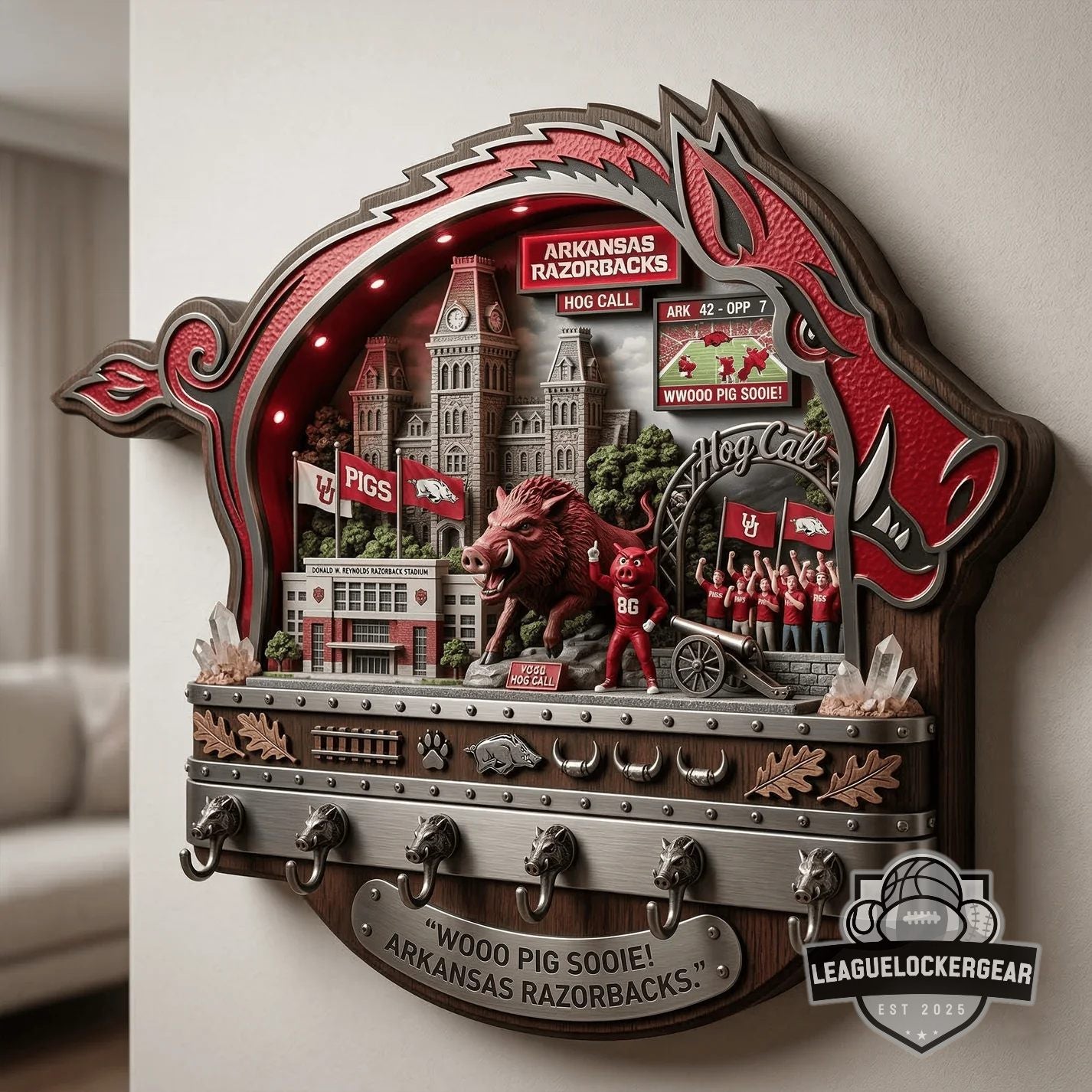 Arkansas Razorbacks Hog Call Wall Mounted Key Holder