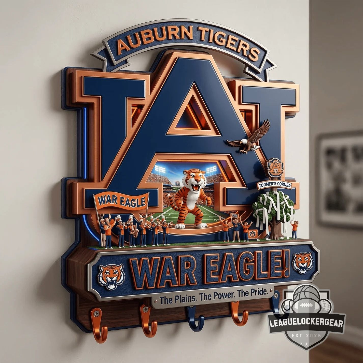 Auburn Tigers War Eagle Toomer’s Corner 3D Wall Mounted Key Holder