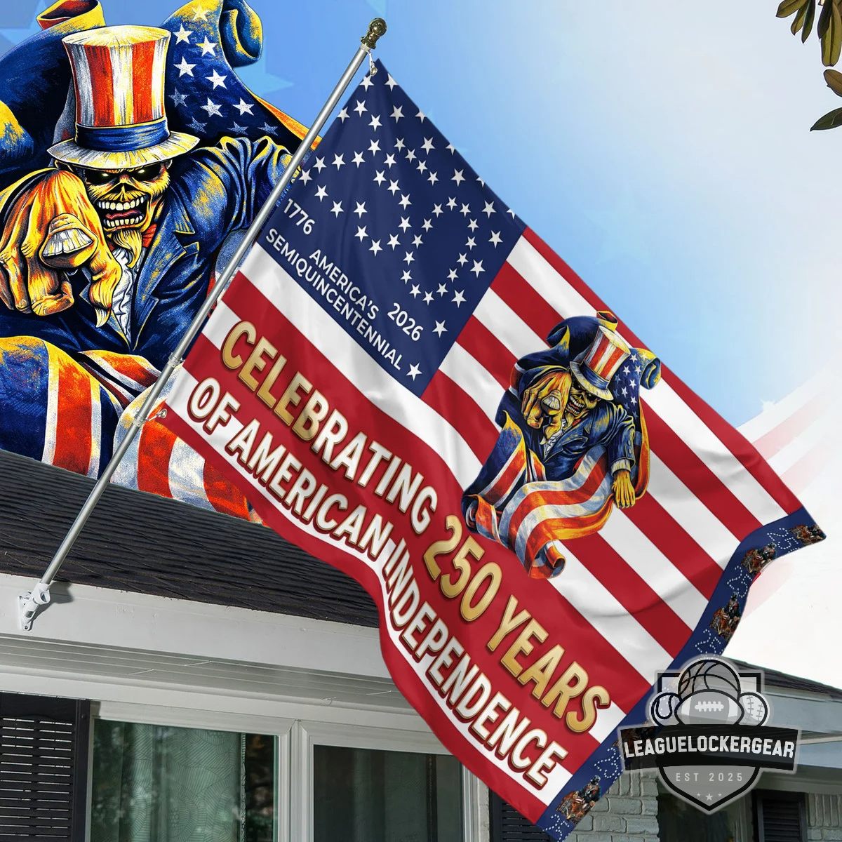 Iron Maiden Eddie America’s 2026 Semiquincentennial 250 Years Of Independence Flag