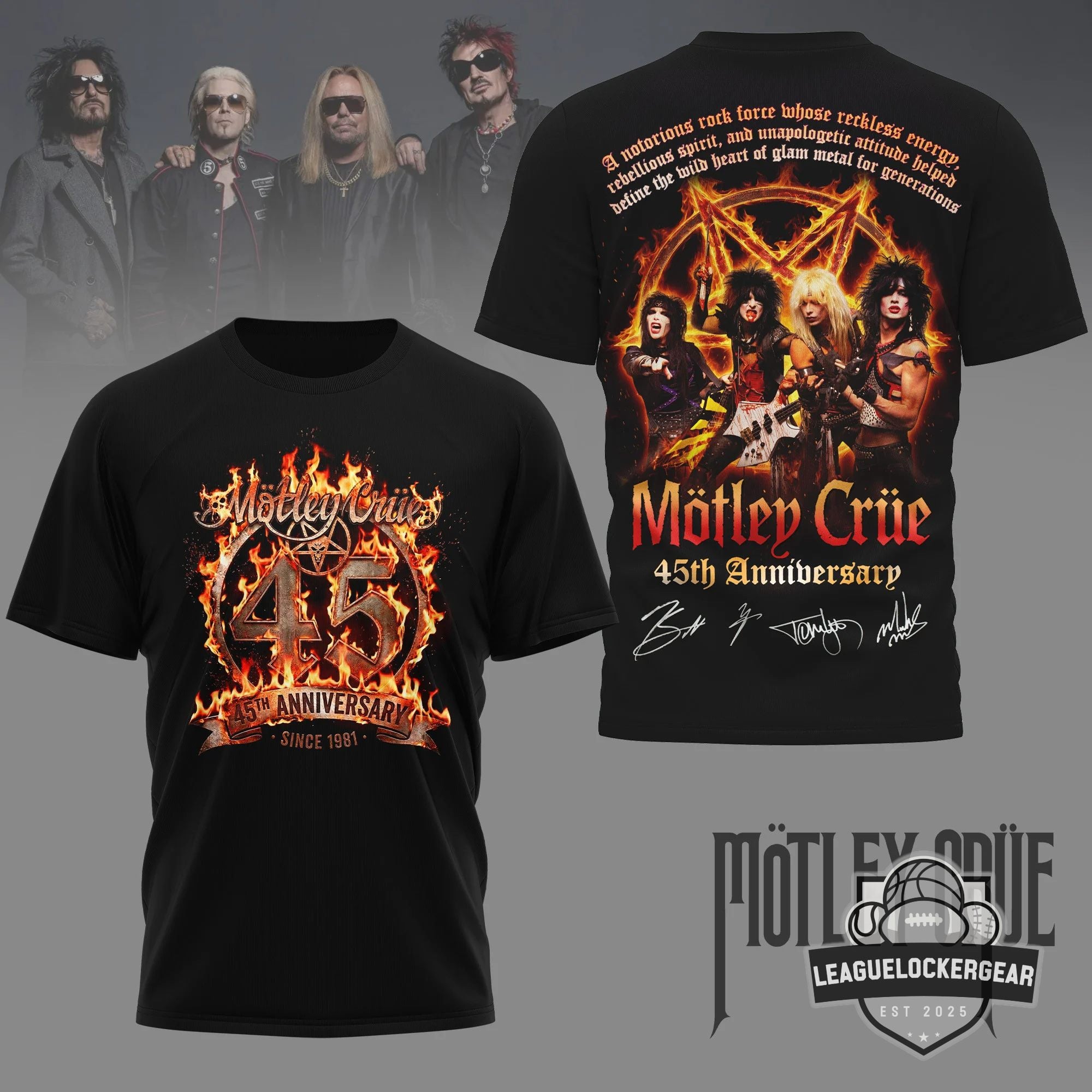 Mötley Crüe 45th Anniversary Since 1981 Signed T-Shirt