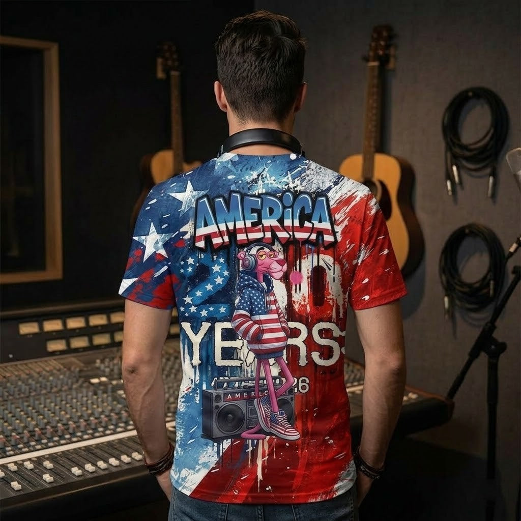 Pink Panther America 250 Years 1776 3D T-Shirt