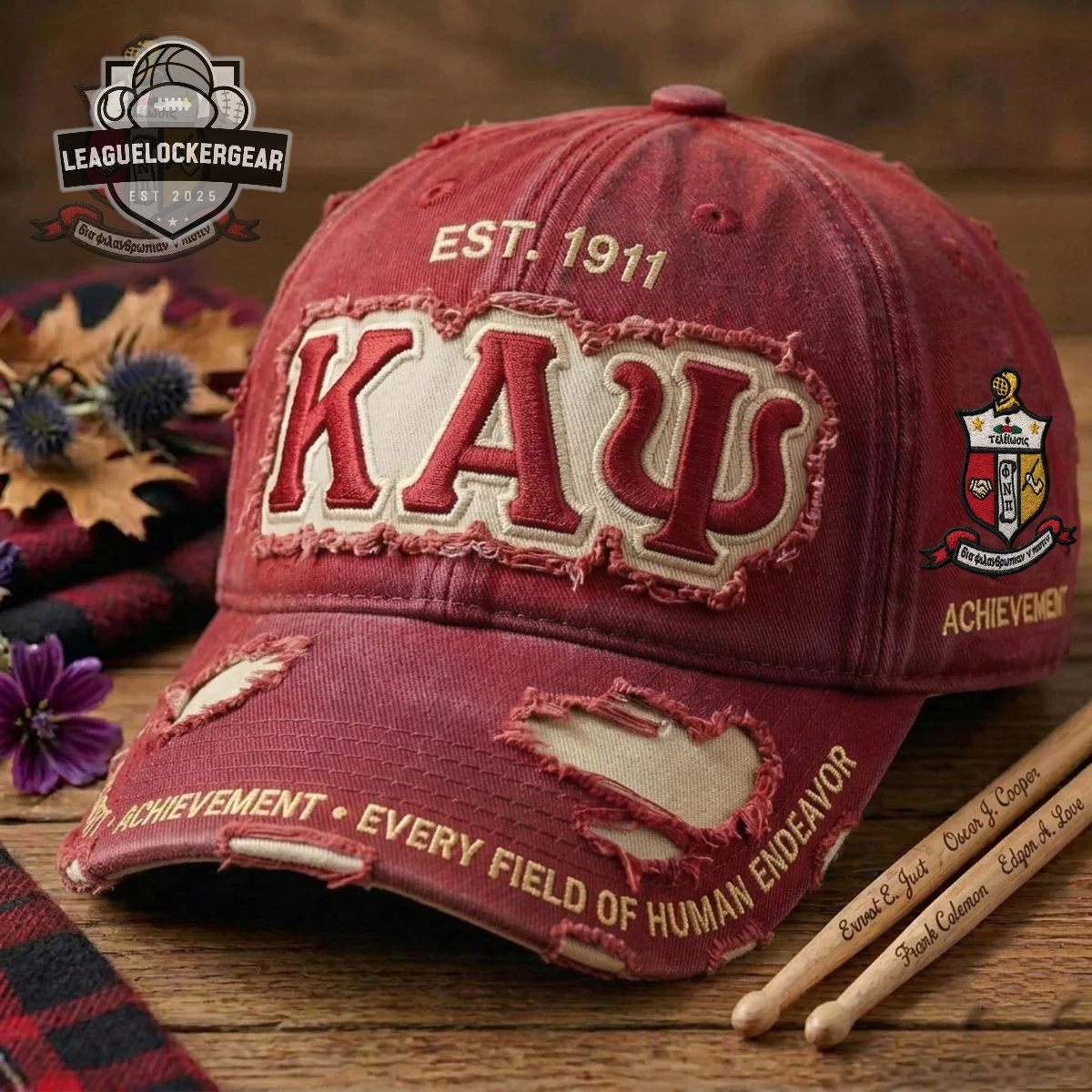 Kappa Alpha Psi Achievement Every Field of Human Endeavor Distressed Baseball Cap