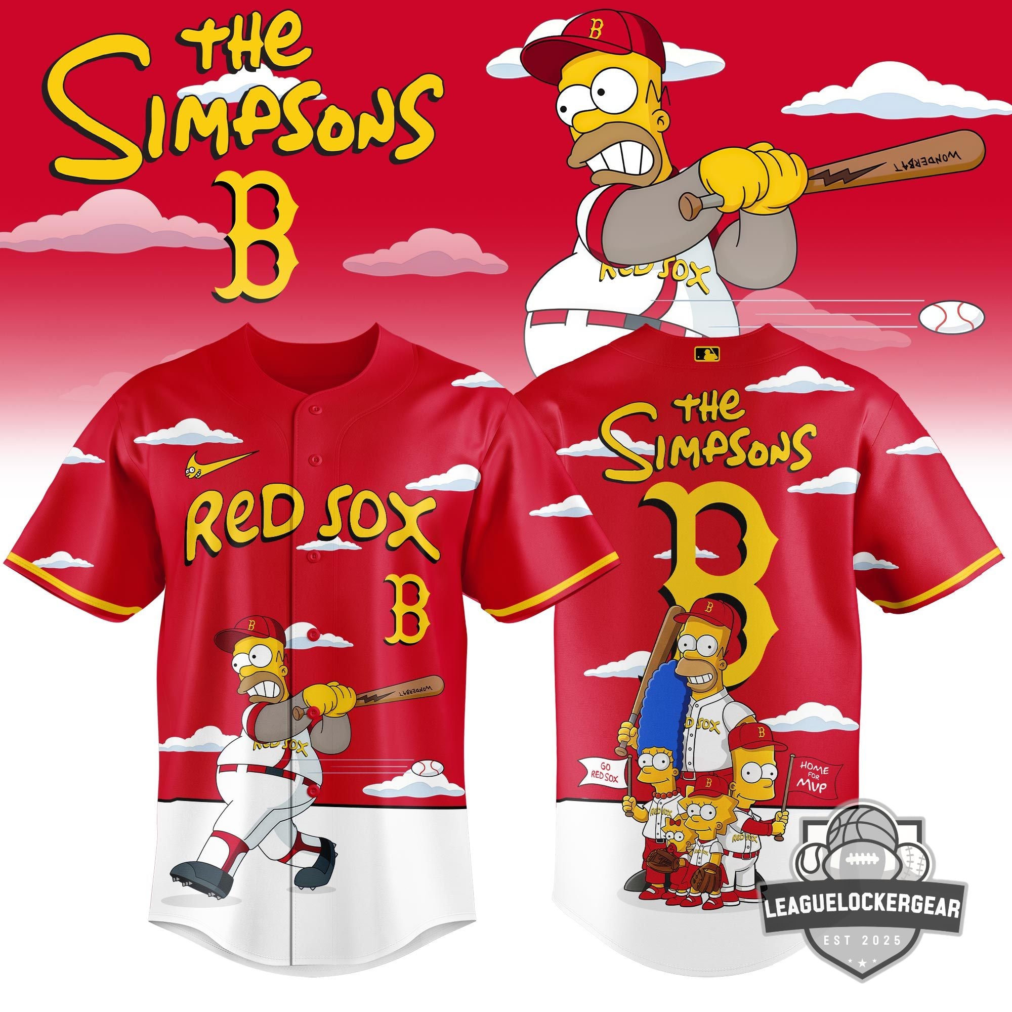 Boston Red Sox The Simpsons Homer Wonderbat Baseball Jersey