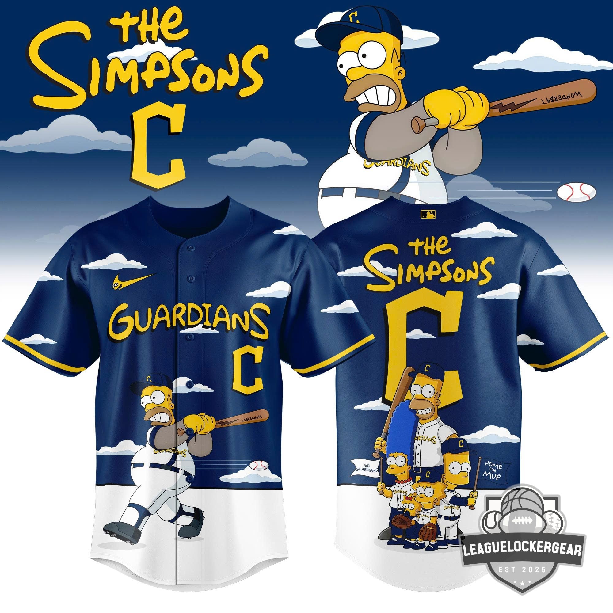 The Simpsons x Cleveland Guardians Baseball Jersey