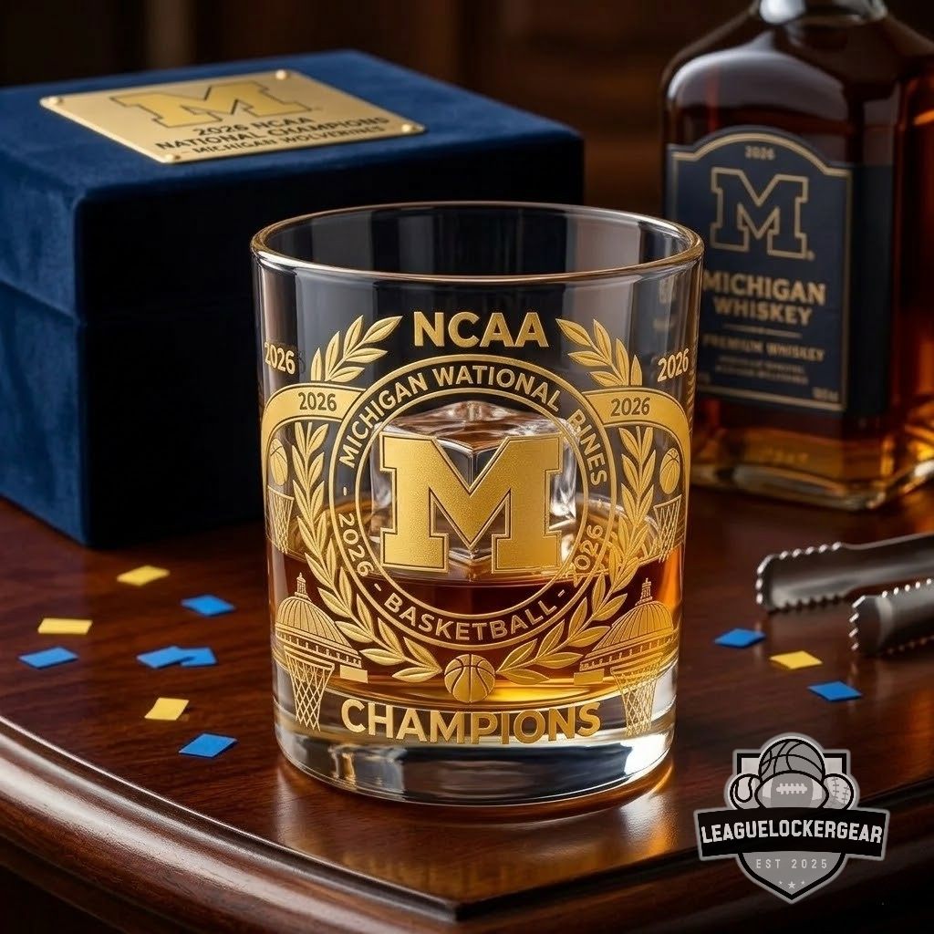 Michigan Wolverines 2026 NCAA Basketball National Champions Whiskey Glass