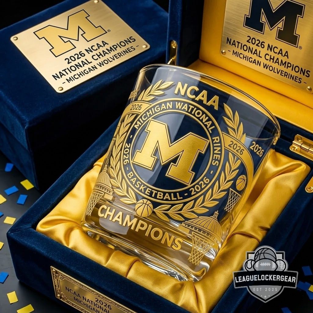 Michigan Wolverines 2026 NCAA Basketball National Champions Whiskey Glass