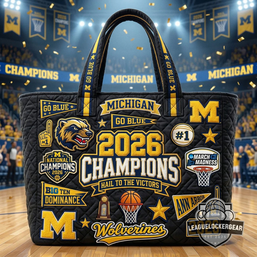 Michigan Wolverines 2026 National Champions Quilted Tote Bag