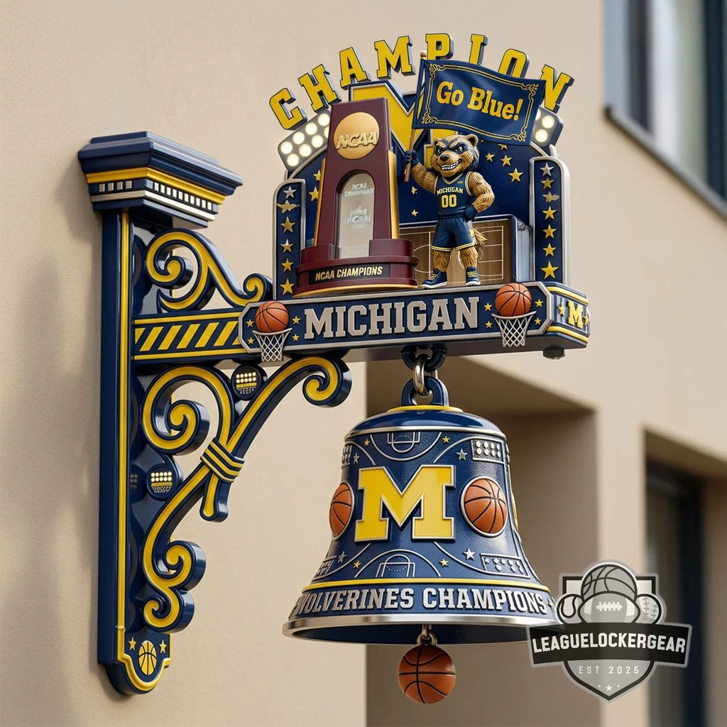 Michigan Wolverines NCAA Champions Wall Bell Hanger