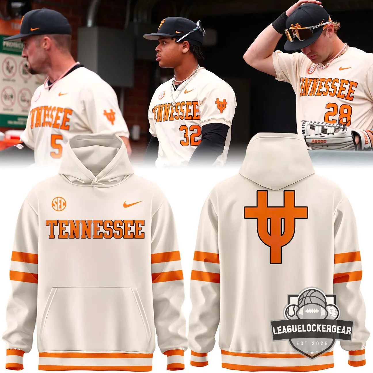Tennessee Volunteers Baseball Jersey Style Hoodie