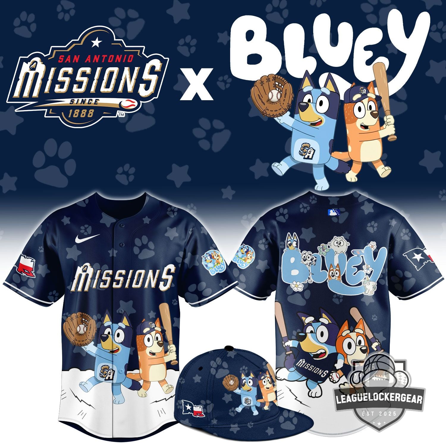 San Antonio Missions Bluey Baseball Jersey