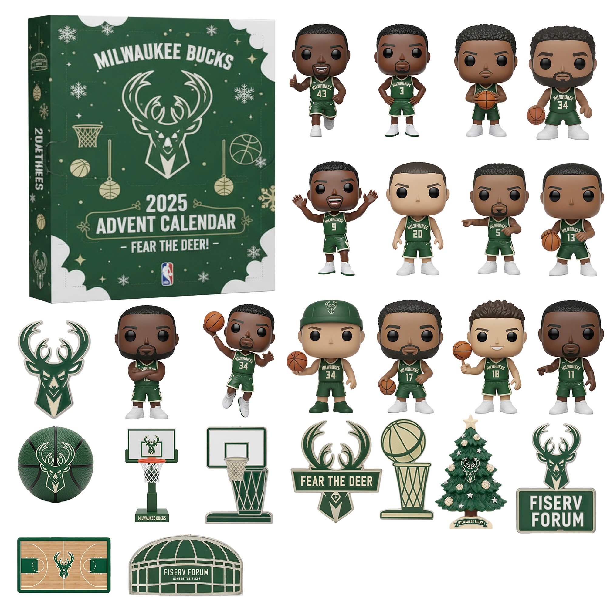 Milwaukee Bucks 2025 Advent Calendar – Fear the Deer NBA Collectible Gift Set
