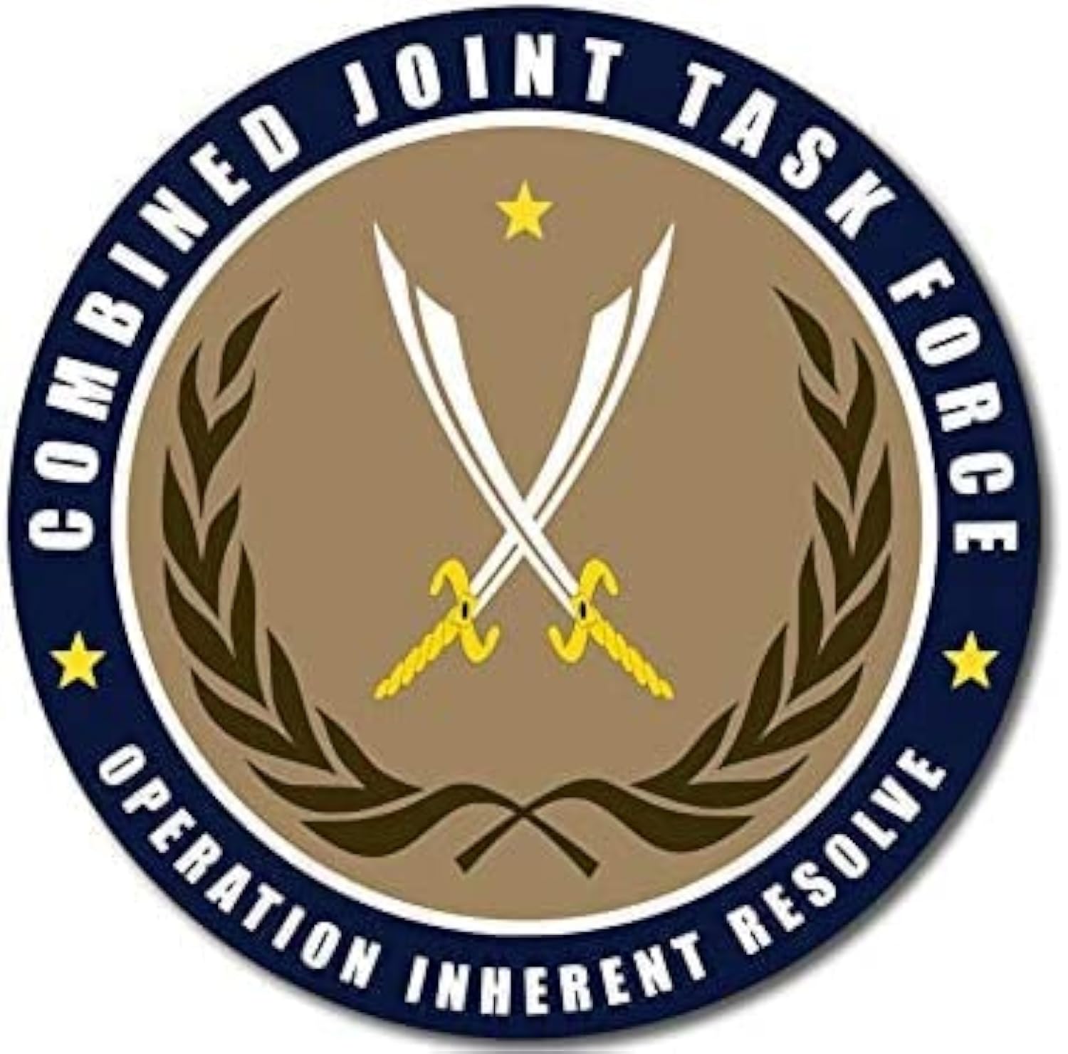 Round Operation Inherent Resolve Seal Sticker (Logo Emblem Military Iraq Syria Service Ribbon Award Vinyl Decal for car, Truck, Laptop (3 inch)