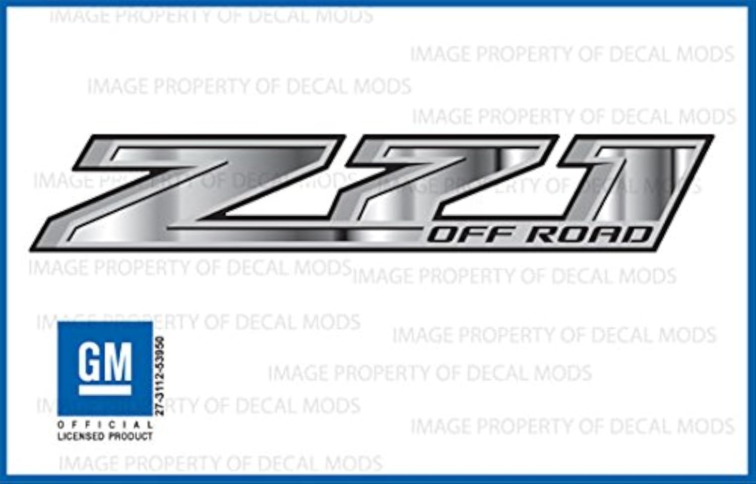 Z71 Off Road Decals Stickers Gradient fits Chevy Silverado/GMC Sierra Chrome-Like-Pattern - GRCHRM (2014-2017) Bed Side 1500 2500 HD (Set of 2)