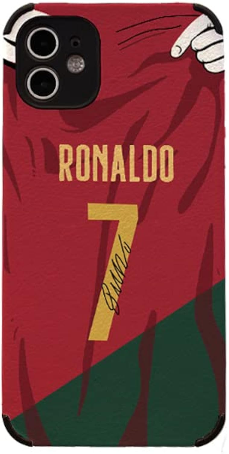 Ronaldo Jersey Phone Case Creative Soccer Case for iPhone 12 Thin Soft Imitation Leather Shockproof