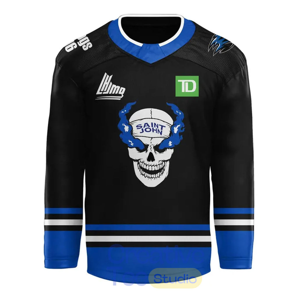Saint John Sea Dogs x Stone Cold “Wrestling Night” Custom Hockey Jersey
