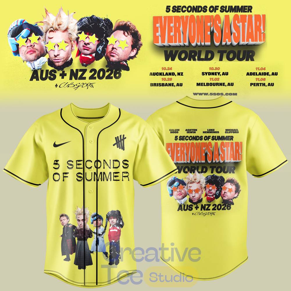 5 Seconds of Summer Everyone’s A Star! World Tour 2026 Special Baseball Jersey