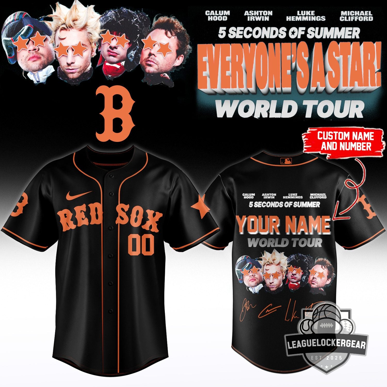 MLB x 5 Seconds Of Summer Everyone’s A Star World Tour Baseball Jersey
