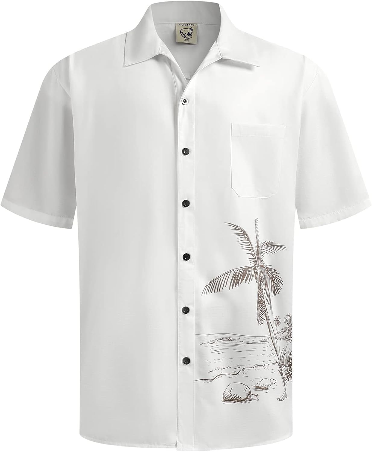 Men's Hawaiian Shirt Short Sleeves Coconut Printed Button Down Summer Beach Casual Shirts