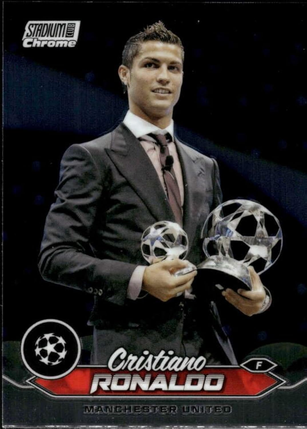 2023-24 Topps UEFA Stadium Club Chrome #7 Cristiano Ronaldo Manchester United Official Soccer Card in Raw (NM or Better) Condition